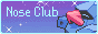 A small rectangular button that reads Nose Club, the name of the site it links to. The pokemon Nosepass can be seen on the right. The background is a purple and blue pastel starry sky.